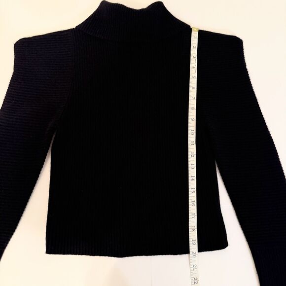 A.L.C. Maura Sweater Statement Puff Shoulder Black Ribbed Turtleneck Cashmere XS - Picture 9 of 13